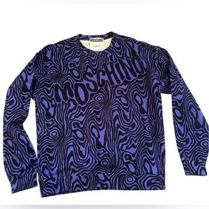 Moschino Couture Milano Purple & Black Abstract Art Crewneck Sweatshirt